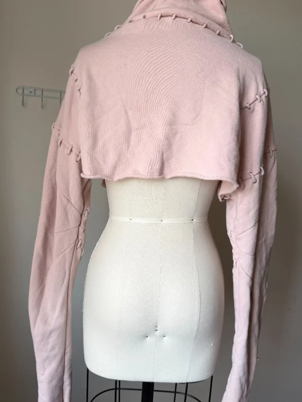Alo Blush Pink Cropped Sweater | Stitch Detail Long Sleeve | Cowl Neck Top | M